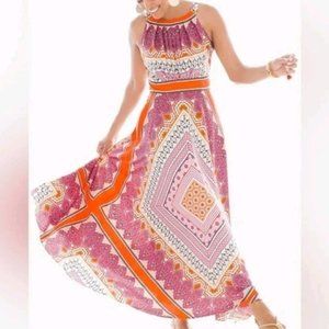 Chico's Size 10 Scarf Print Maxi Sleeveless Dress